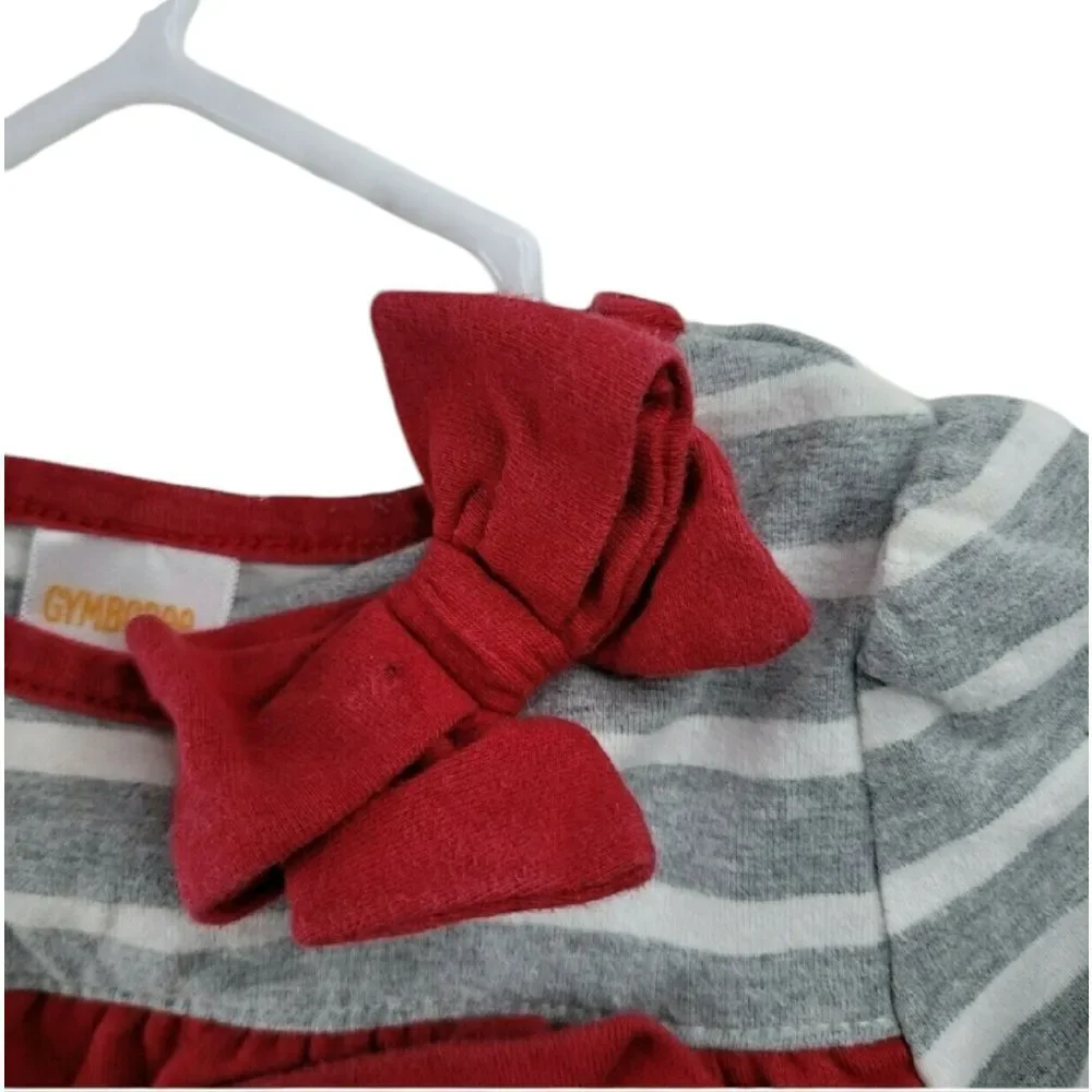 Stripe long sleeve dress with red accents